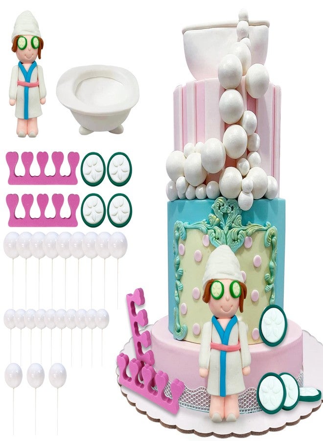 KEEPARTY Spa Cake Decorations Balls Cake Topper Spa Theme Party Supplies for Make Up Birthday Party Favor Decoration - Image 1